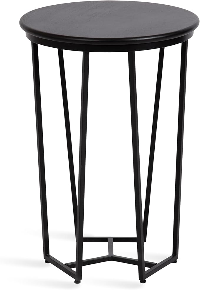 Kate and Laurel Solvay Round Metal and Wood Side Table; 16 x 16 x 24; Black; - Image 8