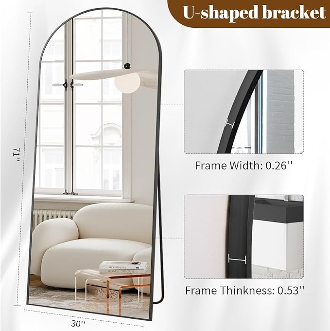 Koonmi 30"x71" Arched Full Length Mirror - Image 4