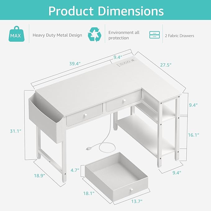 DLisiting Small White L Shaped Desk - Image 3