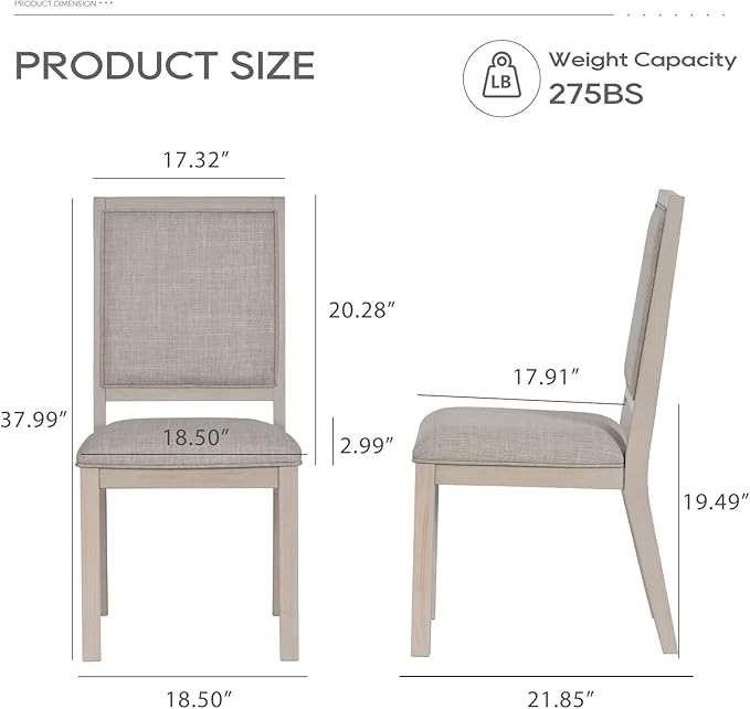 COLAMY Wooden Dining Chairs Set of 2, Mid Century Modern Upholstered Dining - Image 3