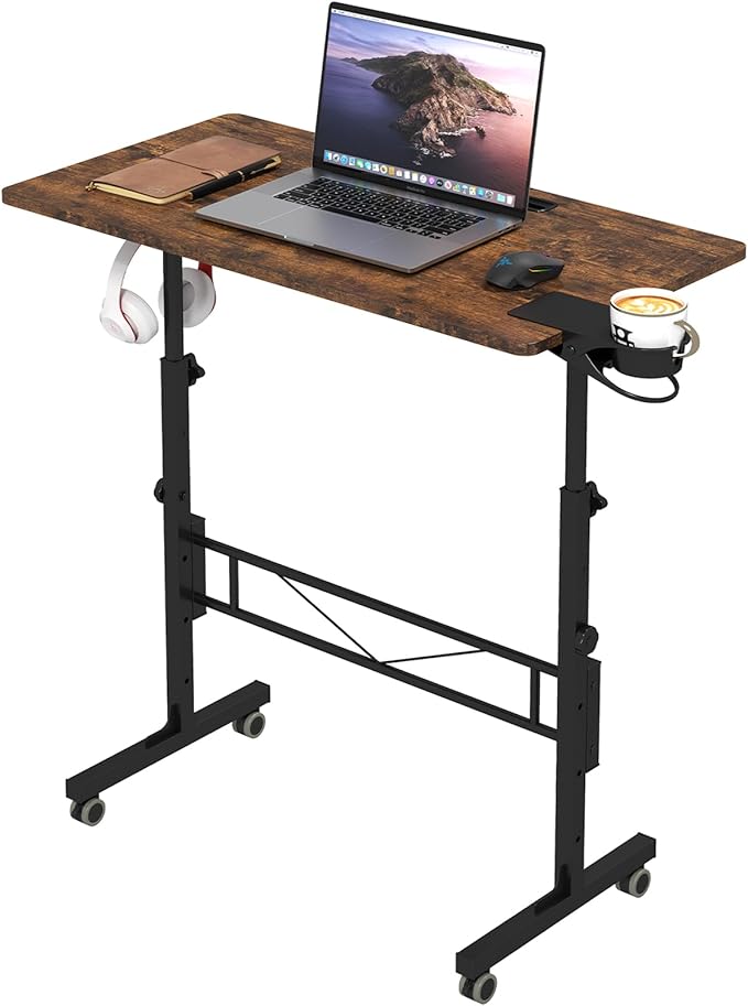 Hadulcet Small Standing Desk Adjustable Height, Rolling Desk by Hadulcet