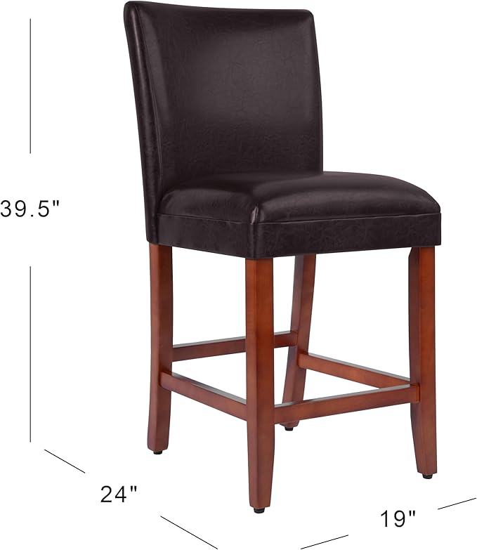 Homepop Home Decor | Classic Counter Height Bar Stools | Faux Leather 24 Inch - Image 3