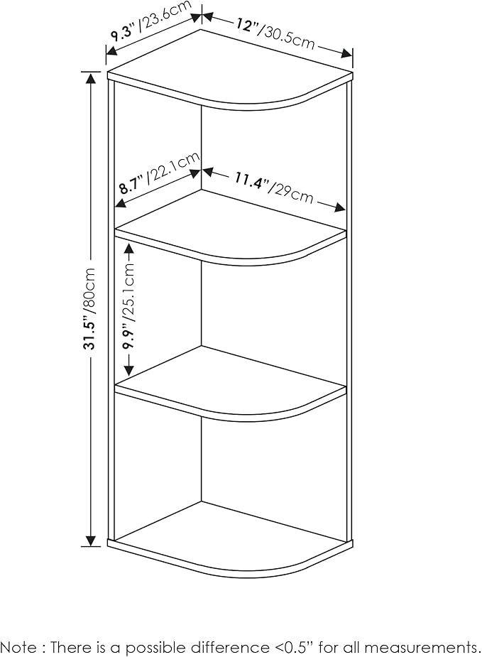 Furinno Pasir 3-Tier Corner Open Shelf Bookcase - Image 3