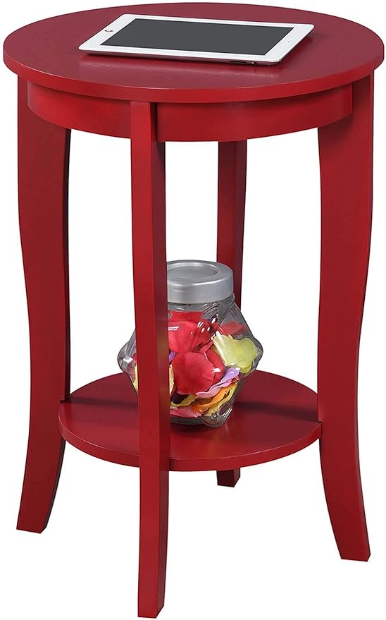 Convenience Concepts American Heritage Round End Table, Cranberry Red - Image 4