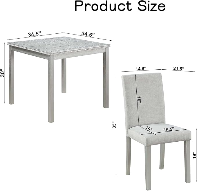 Dining Table Set for 4, 5-Piece Kitchen Table & Chairs Set - Image 7
