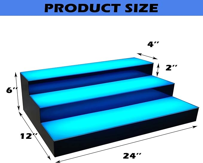 Royxen LED Lighted Liquor Bottle Shelf 3 Tier, 24 Inch Bar Shelf - Image 3
