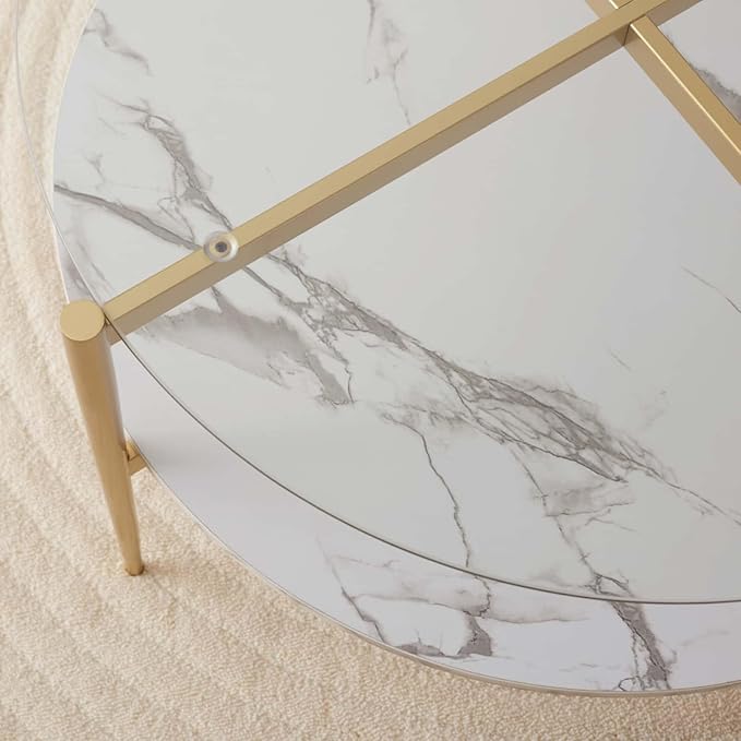 Round Coffee Table for Living Room, Mid-Century Modern Design, D30 x H17 - Image 9