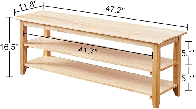 XKZG Storage Bench Wooden Shoe Rack Bench Simple Style Wood Entryway Bench - Image 2