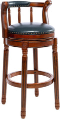 Cow top Leather Wooden Bar Stools, 360 Degree Swivel Bar Height Chair by AULIFE