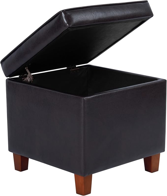 HomePop Leatherette Tufted Square Storage Ottoman - Image 6