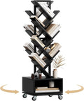7 Tier Double Sided Rotating Tree Book Shelf, Floor Standing Wood Bookshelf by WelcometoIABIFO