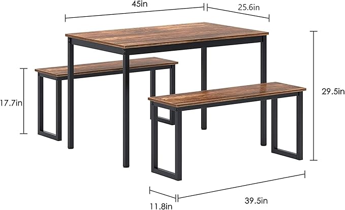 soges 3 PCS Dining Table Set for 4 - Image 5