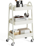 OLIXIS 3 Tier Utility Rolling Cart, Metal Mobile Storage Shelf by OLIXIS