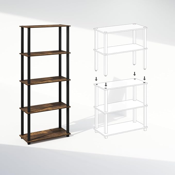 Furinno Turn-S-Tube 3-Tier Compact Multipurpose Shelf Display Rack - Image 4
