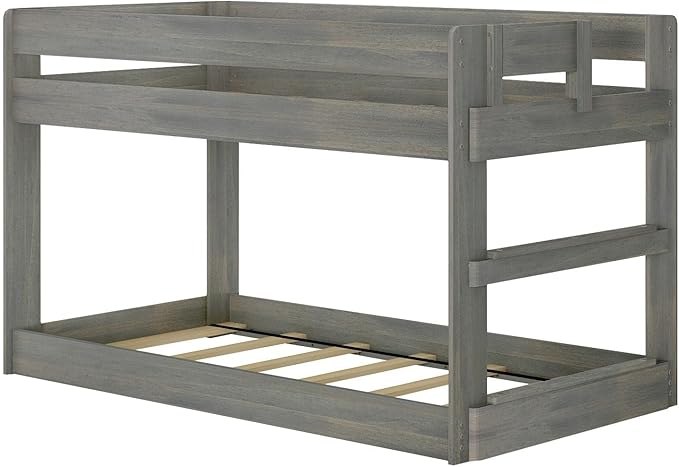 Max & Lily Modern Farmhouse Low Bunk Bed, Twin-Over-Twin Bed Frame - Image 4