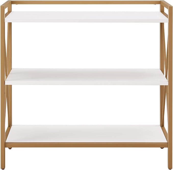 Leick Home Claudette Mixed Metal and Wood Bookshelf, Compact Storage - Image 5