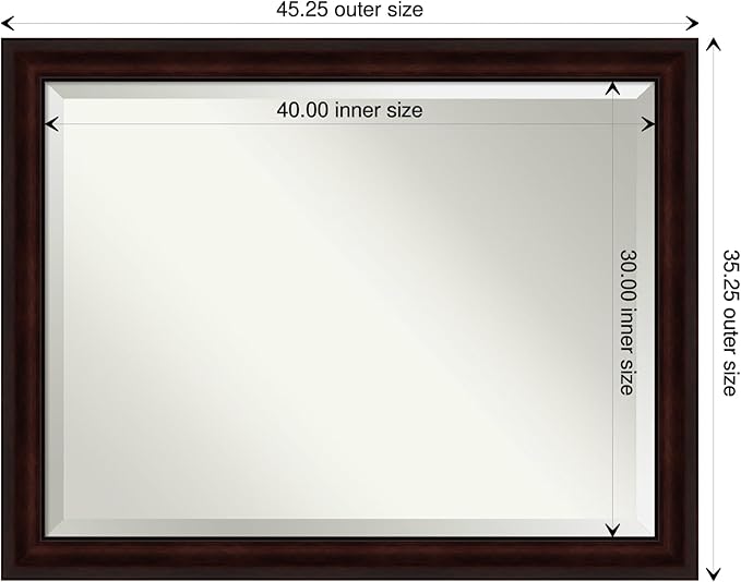 Amanti Art Brown Wall Mirror 35x45 Coffee Bean Brown Rectangle Bathroom Mirror - Image 4