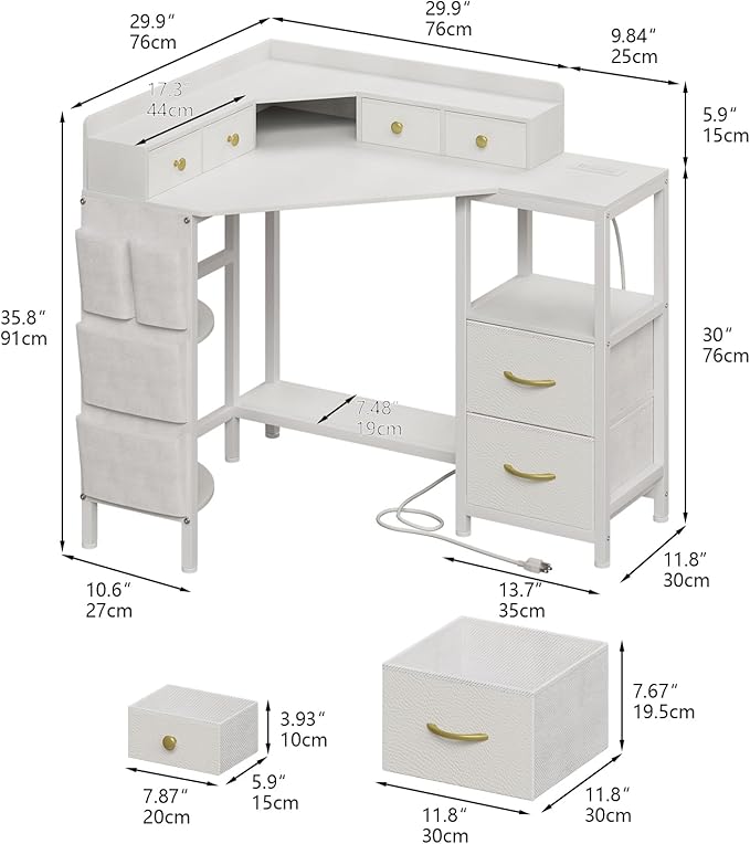 Corner Desk with 6 Drawers Shelves - Image 2