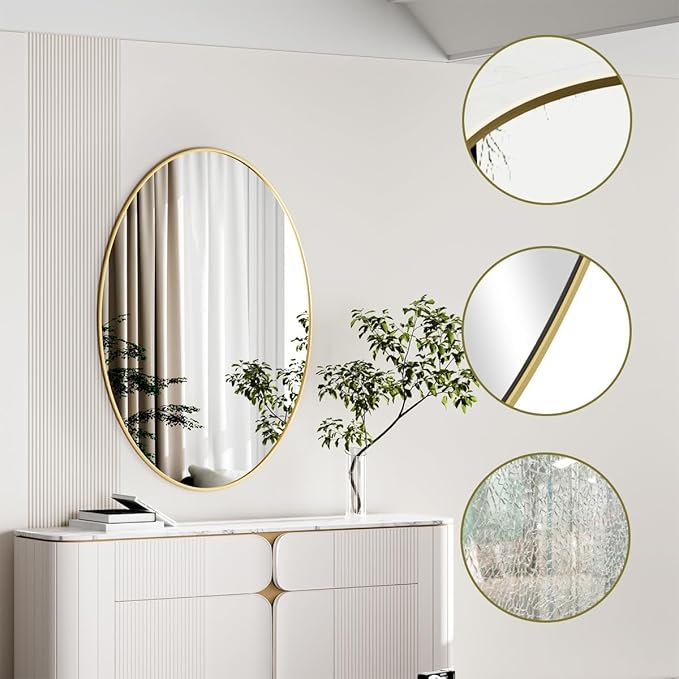 Koonmi Gold Oval Bathroom Mirror, Oval Mirror - Image 5