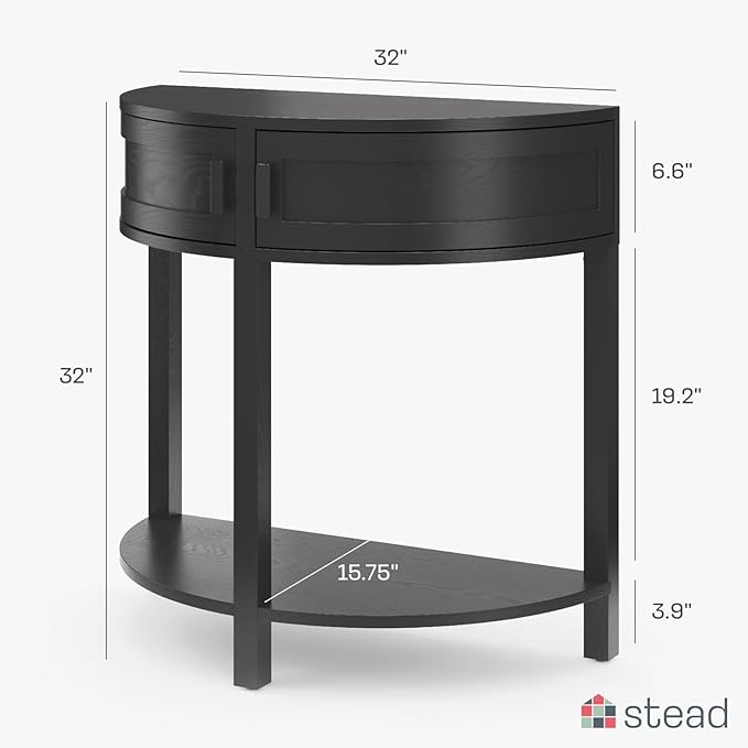 Living Room Furniture Sofa Table Half Moon - 32 in x 15.75 in - Image 2