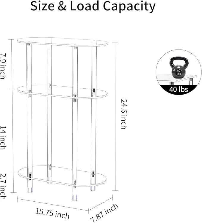 Clear Acrylic Narrow Side Table - Image 3
