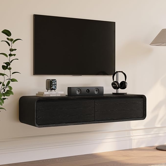 POVISON Fully-Assembled Minimalist Floating TV Stand, Modern Wall-Mounted by POVISON