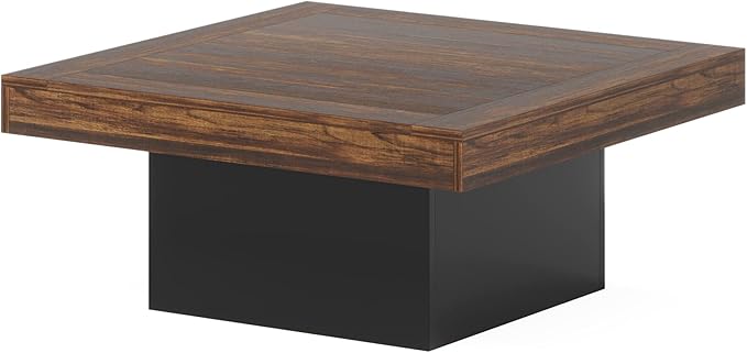Tribesigns Coffee Table Square LED Coffee Table Engineered Wood Low Center - Image 8