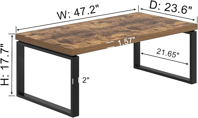 EXCEFUR Modern Coffee Table, Industrial Wood and Metal Center Table - Image 2