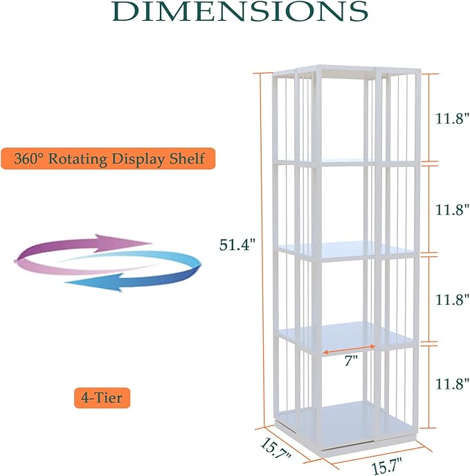 Square Rotating Bookshelf Tower - Image 2