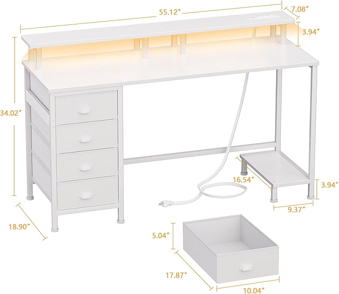 Furologee 55" White Computer Desk - Image 3