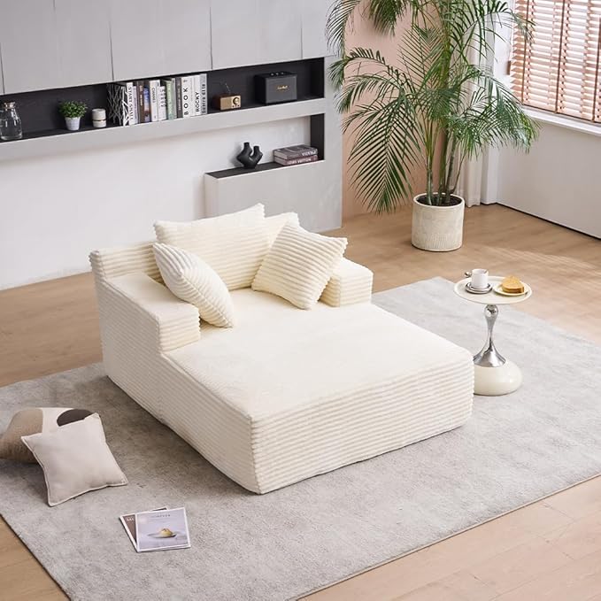 Oversized Chaise Daybed Lounge Sleeper Chair Sofa Bed Indoor, Fluffy Corduroy - Image 9