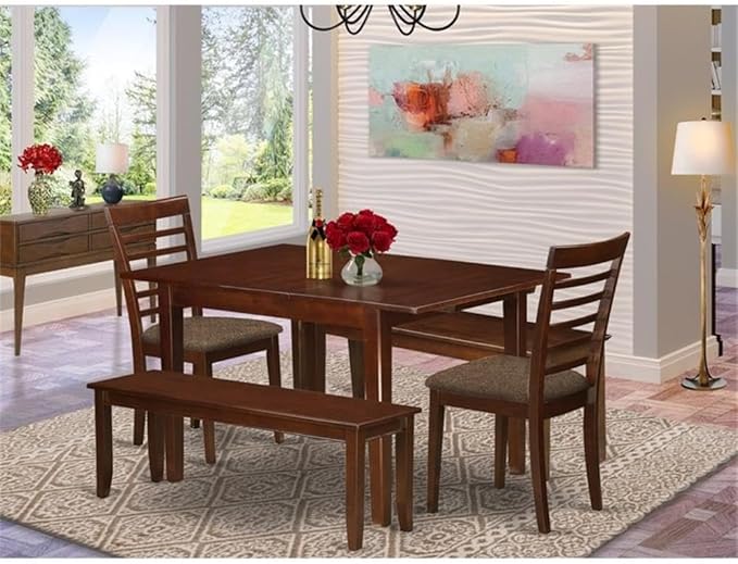 East West Furniture MILA5D-MAH-C 5 Piece Dining Table Set Includes a Rectangle - Image 2