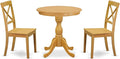 East West Furniture ESBO3-OAK-W 3 Piece Dining Set Contains a Round Dining Room by EastWestFurniture