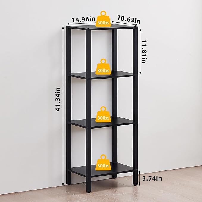 4 Tier Tall Wooden Bookshelf - Image 2