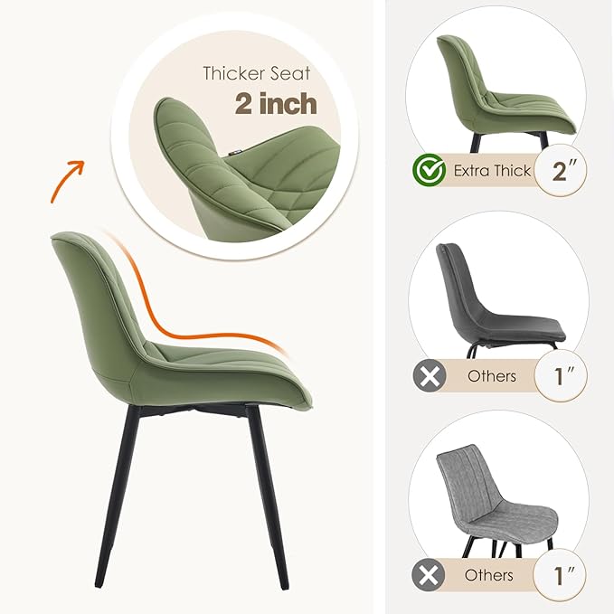 YOUNUOKE Dining Chairs Set of 2 Mid Century Modern Kitchen Chair Comfortable - Image 8