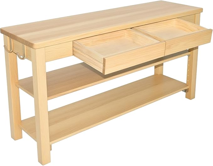 Wood Shoe Bench Entryway with Drawer: 2-Tiers Wooden Storage Shoe Rack with - Image 7