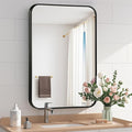 Black Bathroom Mirror, 48x30 Inch Matte Black Mirror, Aluminum Alloy Framed by CLBA