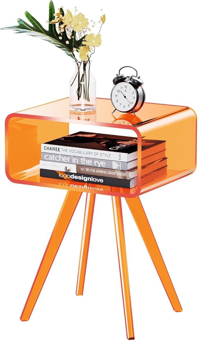 Acrylic Side Table, Acrylic Nightstand Bedside Table by AcrylicFurnitureHomeDecor