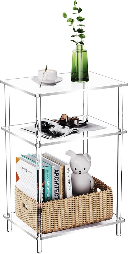 Acrylic Side Table Clear 3-Tier End Table by AcrylicFurnitureHomeDecor