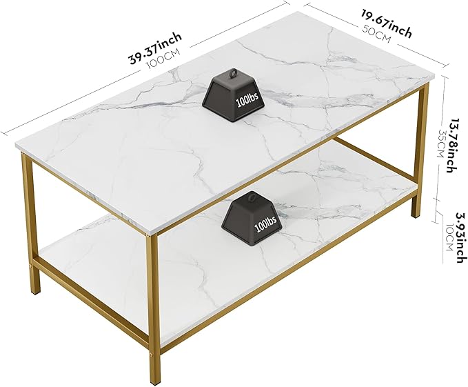 SAYGOER Modern 2-Tier Coffee Table - Image 3
