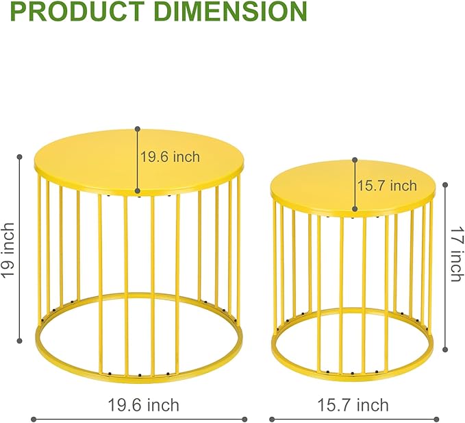 SUNNYPARK Outdoor Side Table Set of 2, Metal Circle Accent End Tables - Image 3