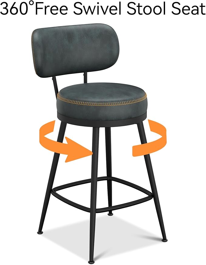 Counter Height Bar Stools, Faux Leather Kitchen Counter Stools - Image 7