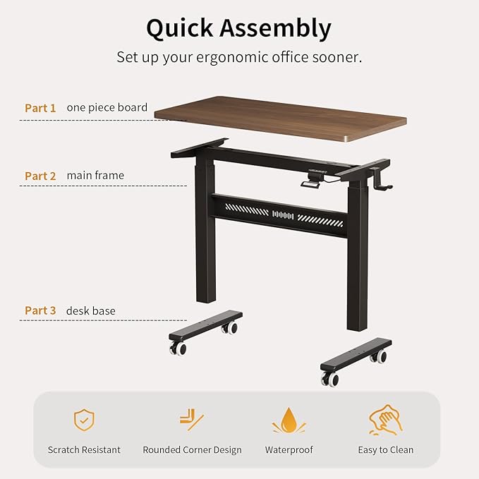 Mobile Walking Pad Desk with Wheels, Pneumatic Small Rolling Standing Desk - Image 4