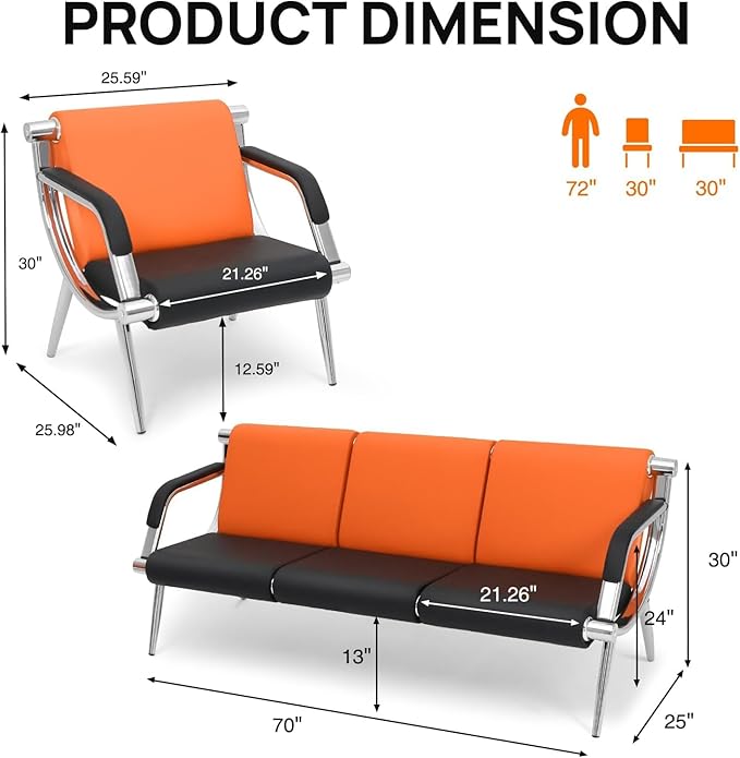 wonline 5 Seat Waiting Room Chair - Image 2