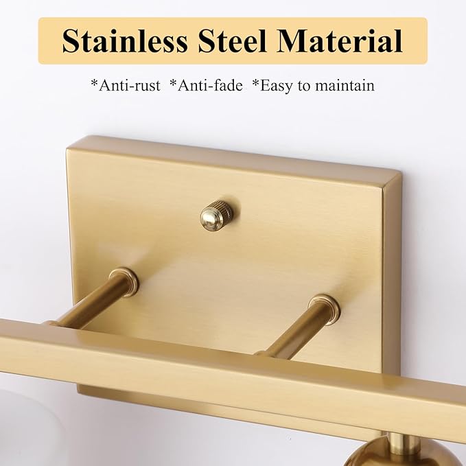 Stainless Steel Milk Glass Vanity Lights - Image 3