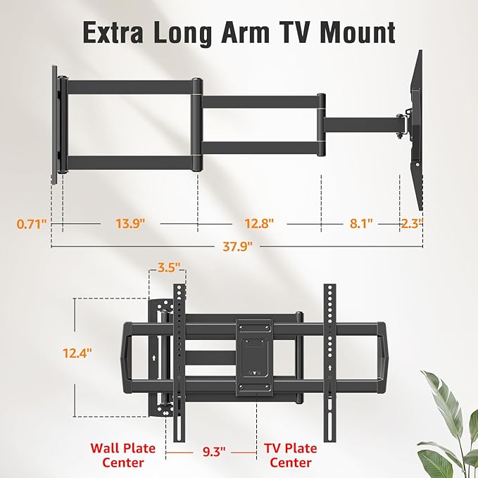 ELIVED Long Arm TV Wall Mount for Most 42-75 Inch TVs, 37.9 Inch Long Extension - Image 7