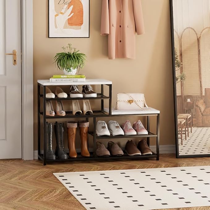 Shoe Rack Bench for Entryway, Free Standing Shoe Storage Organizer for Front - Image 6