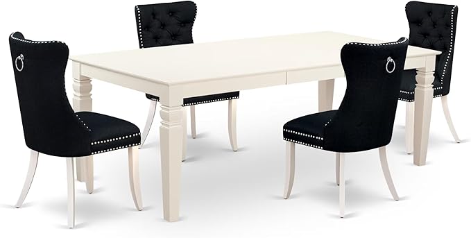 East West Furniture LGDA5-LWH-24 5 Piece Dining Table Set Includes a Rectangle by EastWestFurniture