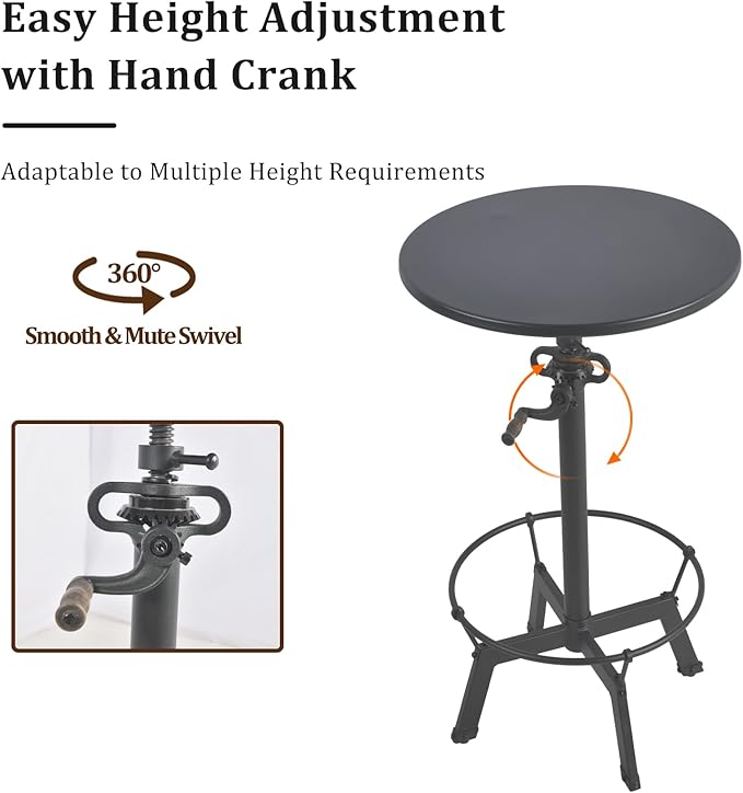 LOKKHAN Industrial Bar Table-33.5-39.4 Inch Tall-Adjustable Bar Height Pub - Image 8