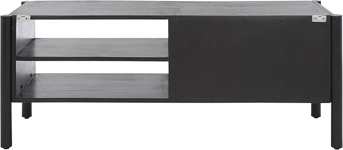 SAFAVIEH Home Collection Errington Black/Gold Accents Solid Wood 2-Shelf Media - Image 8